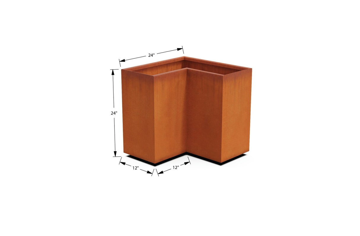 Corten Steel Corner Planter - Plantercraft