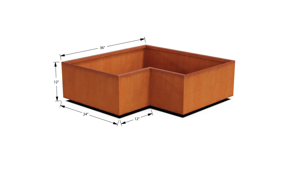 Corten Steel Corner Planter - Plantercraft