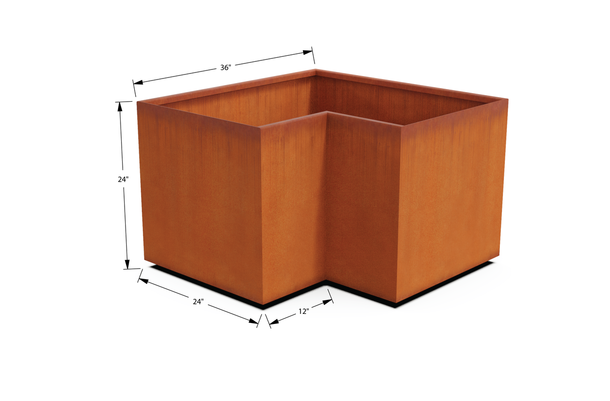Corten Steel Corner Planter – 12" to 24" H