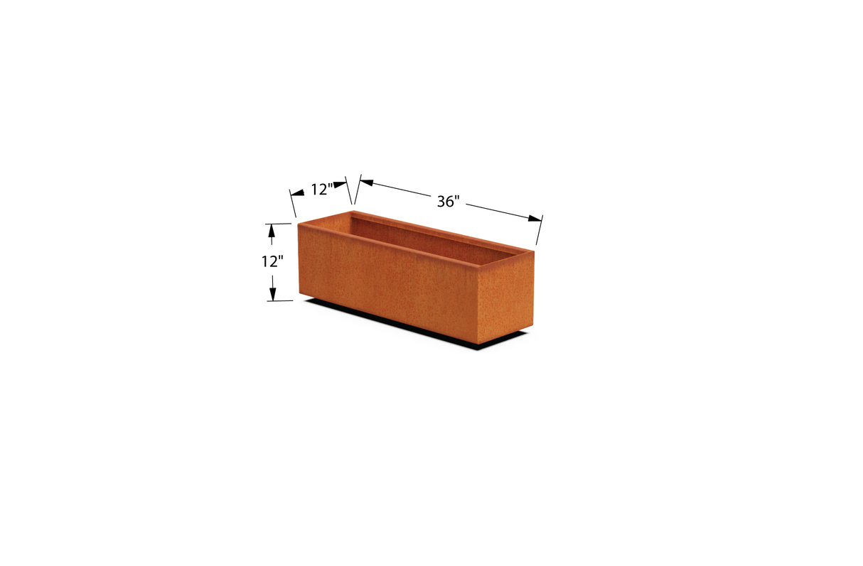 Corten Steel Rectangular Planter – 12" to 18" H