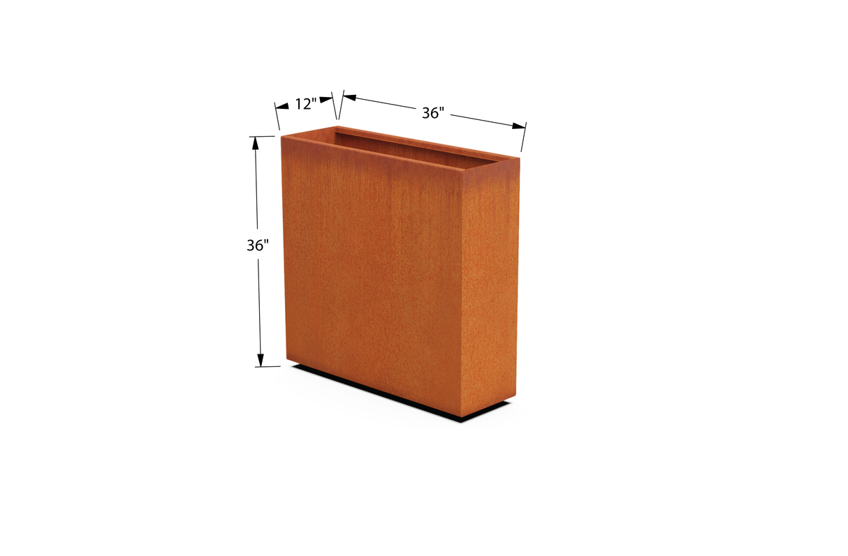 Corten Steel Rectangular Planter – 30" to 36" H