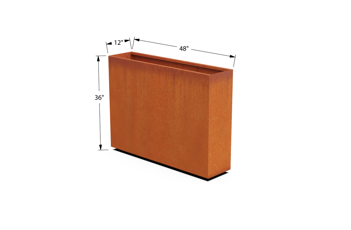 Corten Steel Rectangular Planter – 30" to 36" H