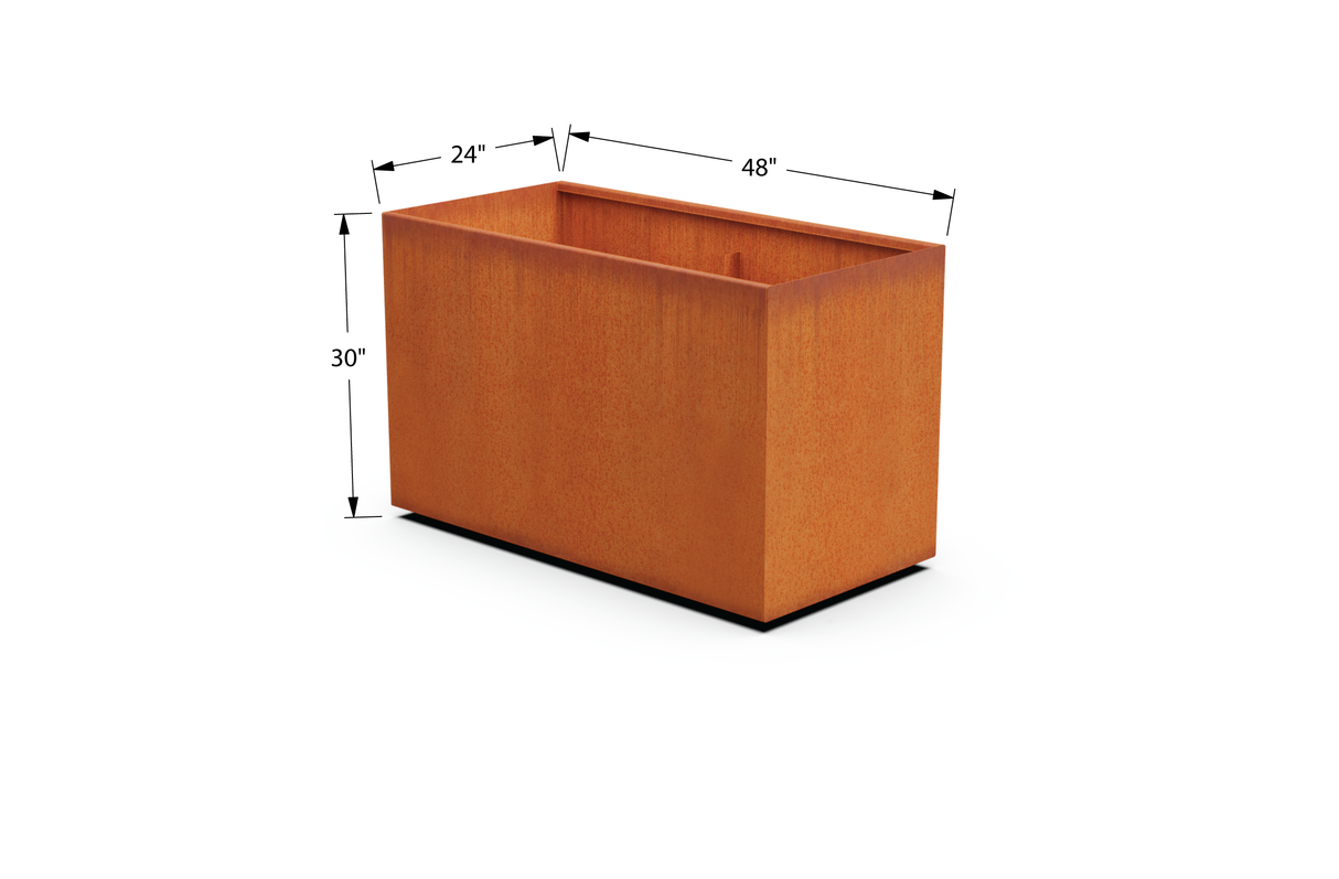 Corten Steel Rectangular Planter – 30" to 36" H
