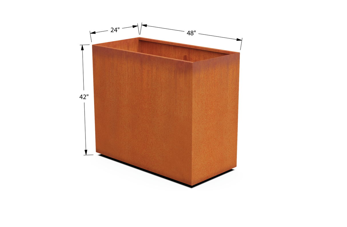 Corten Steel Rectangular Tall Planter – 42" H