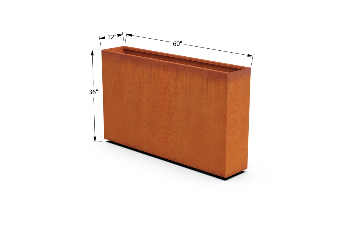 Corten Steel Rectangular Planter – 30" to 36" H