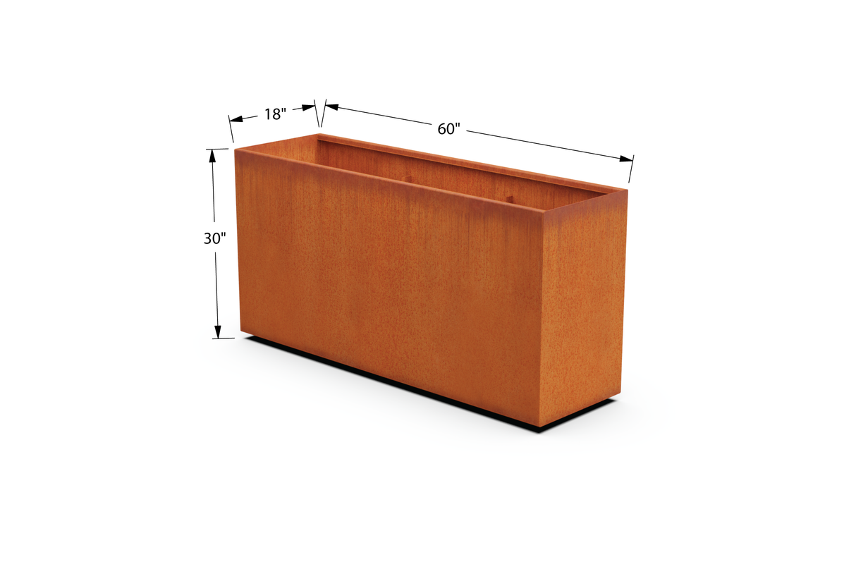 Corten Steel Rectangular Planter – 30" to 36" H
