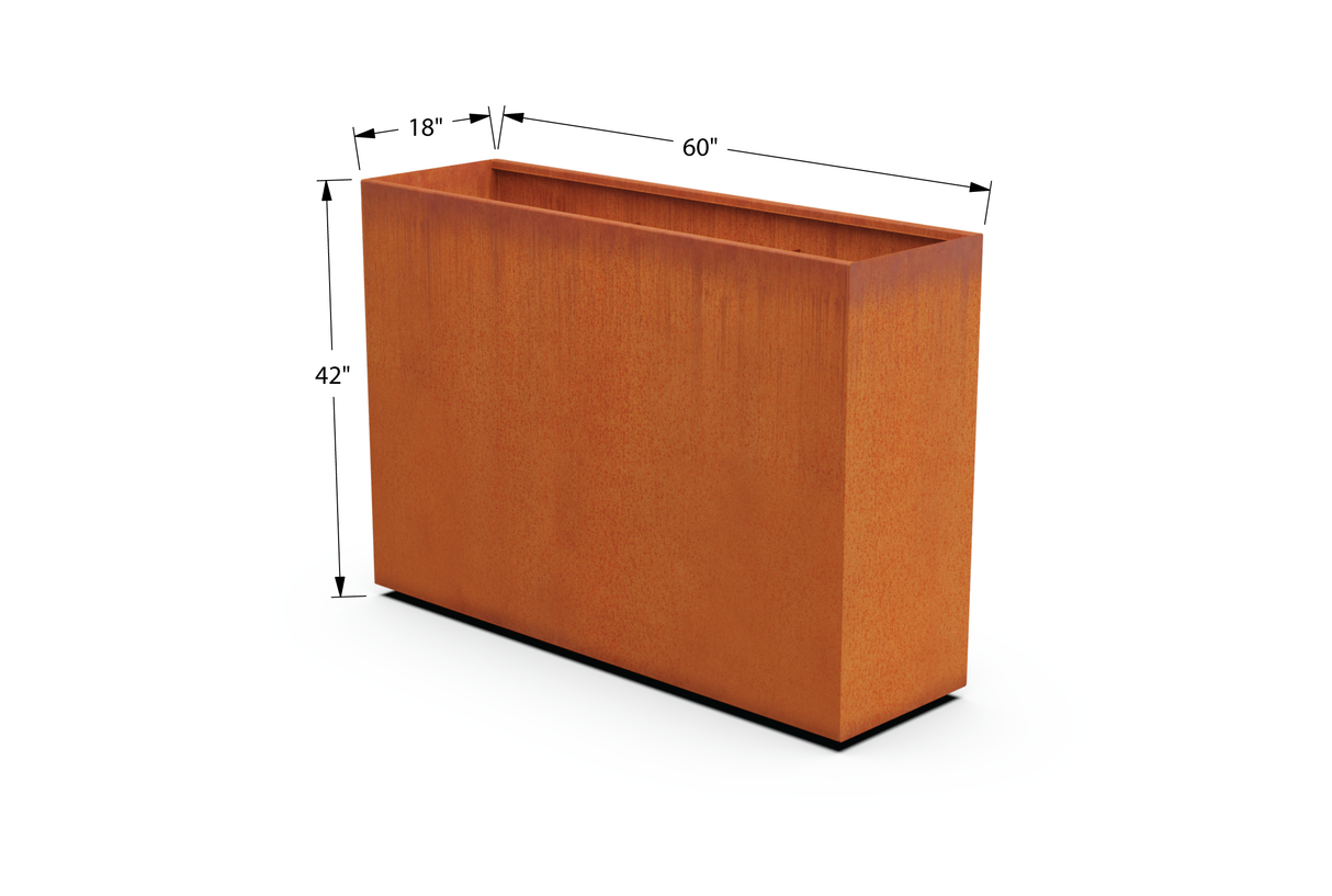 30% OFF Corten Steel Rectangular Tall Planter – 60" x 18" x 42"