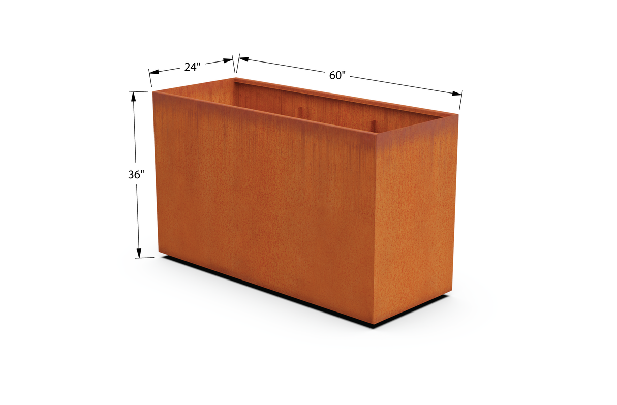 Corten Steel Rectangular Planter – 30" to 36" H