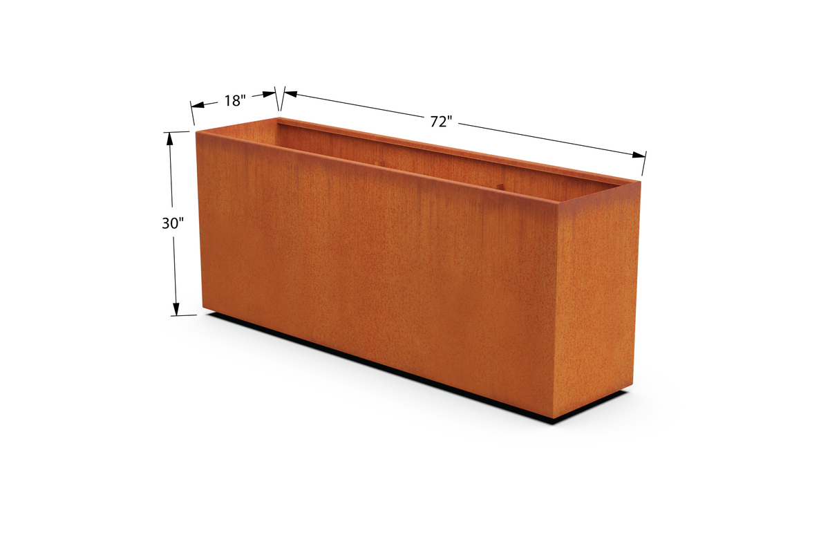 Corten Steel Rectangular Planter – 30" to 36" H
