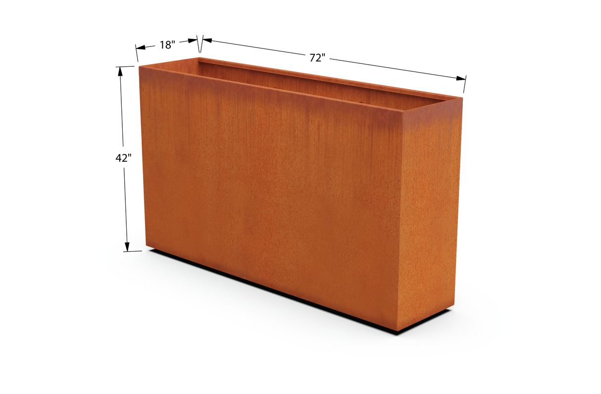Corten Steel Rectangular Tall Planter – 42" H
