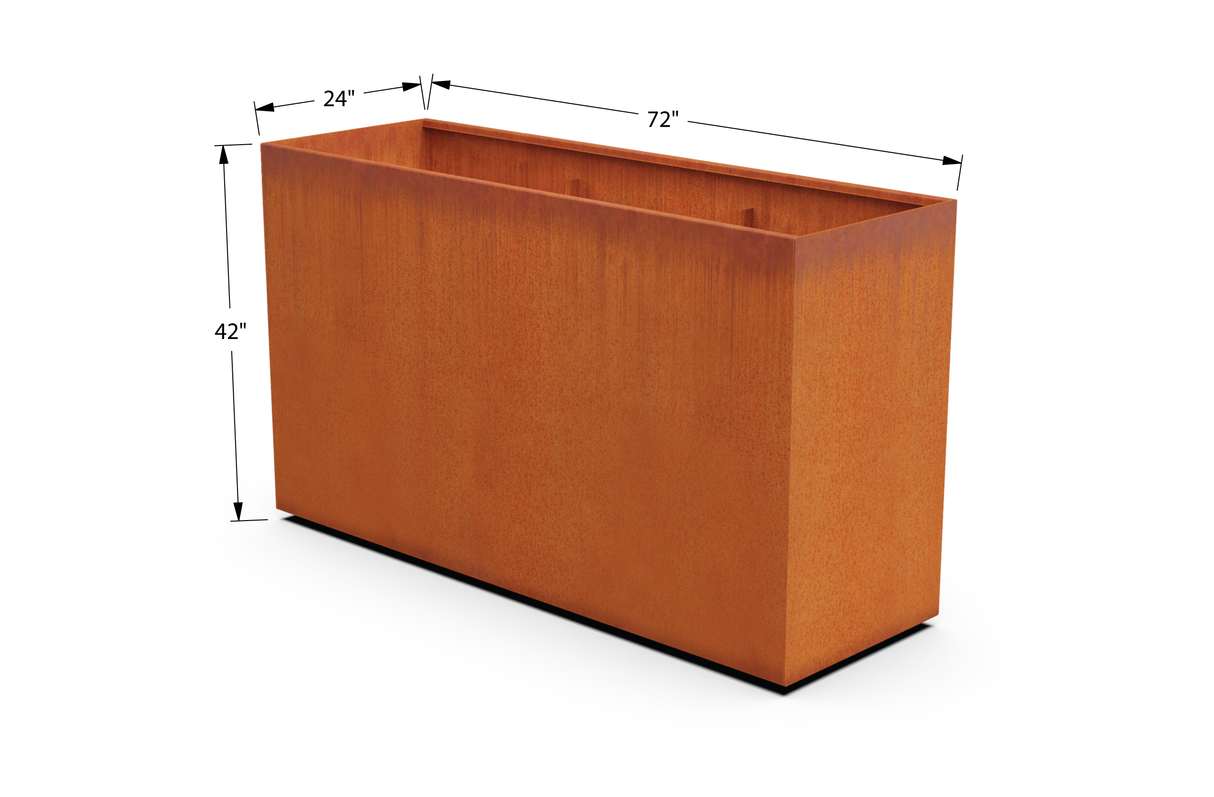 Corten Steel Rectangular Tall Planter – 42" H