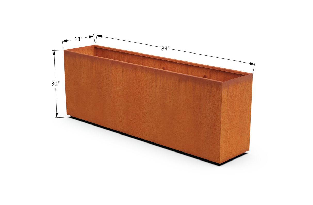 Corten Steel Rectangular Planter – 30" to 36" H