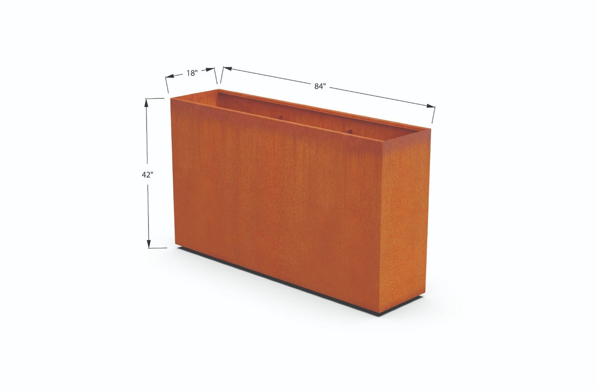 Corten Steel Rectangular Tall Planter – 42" H