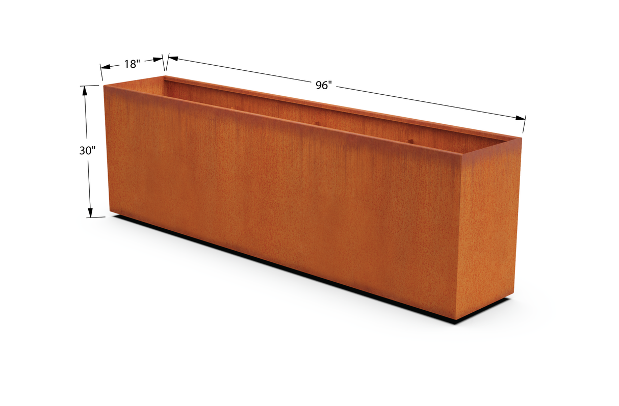 Corten Steel Rectangular Planter – 30" to 36" H