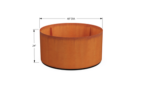 Corten steel round planter — 48″ Dia. × 24″ H