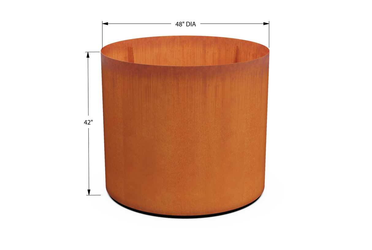 Corten Steel Round Planter – 42" to 48" DIA