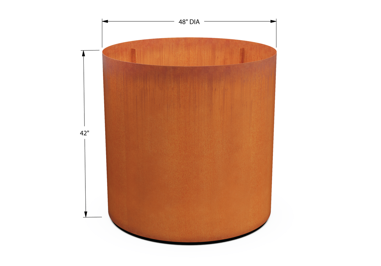 Corten Steel Round Planter – 42" to 48" DIA