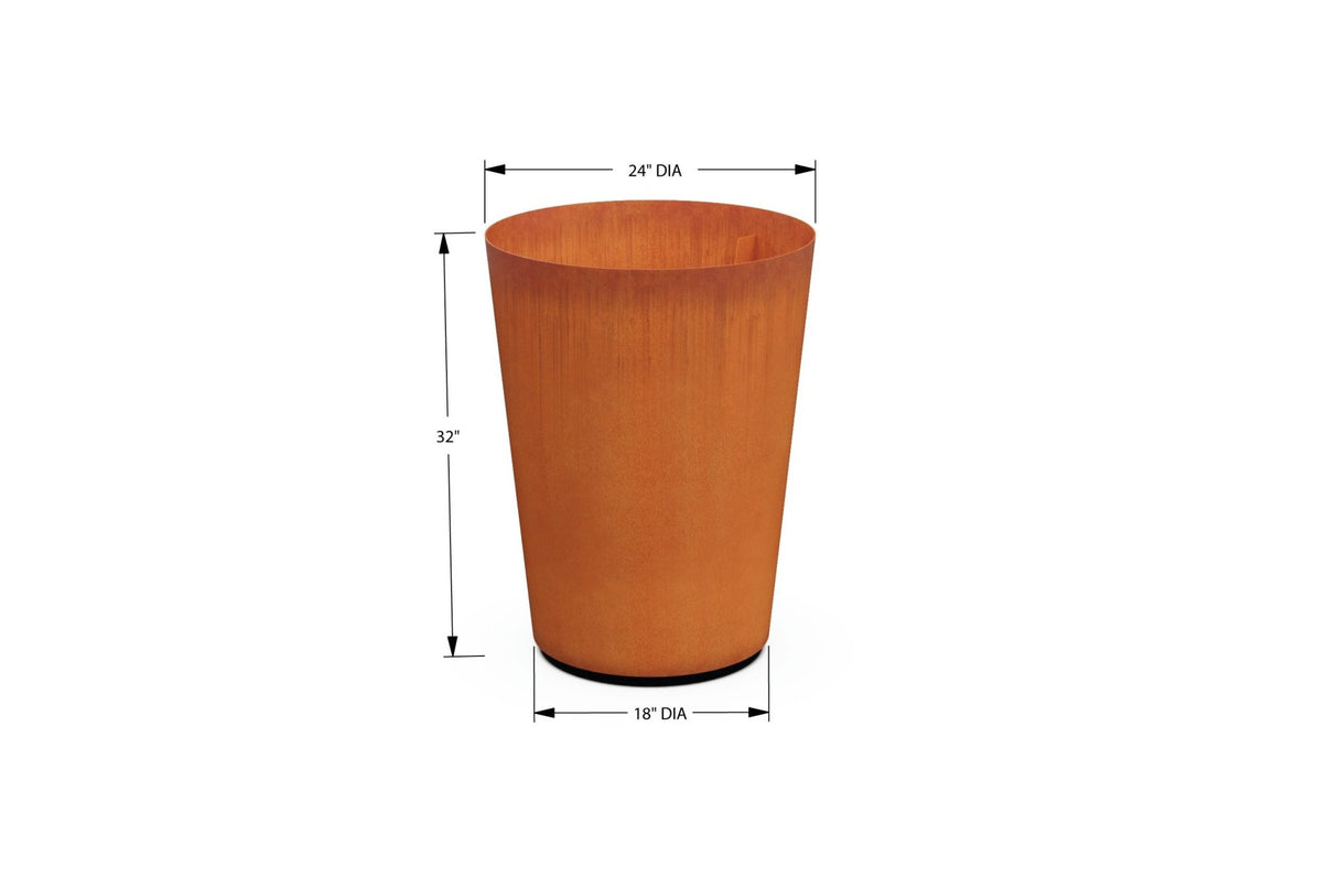 Corten Steel Round Tapered Planter - Plantercraft