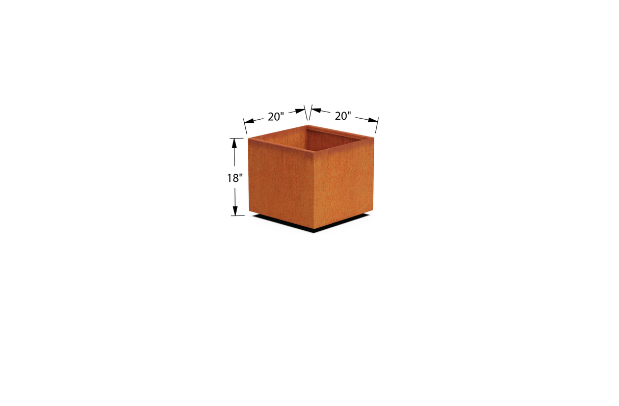Corten Steel Square & Cube Planter – 12" to 24" H