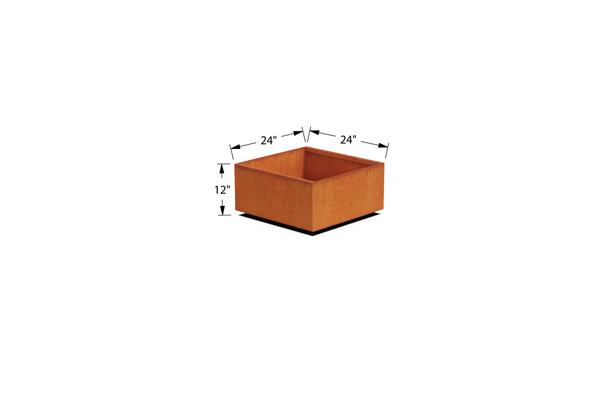 Corten Steel Square & Cube Planter – 12" to 24" H