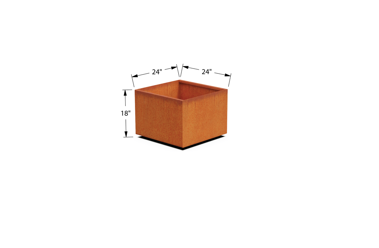 Corten Steel Square & Cube Planter – 12" to 24" H