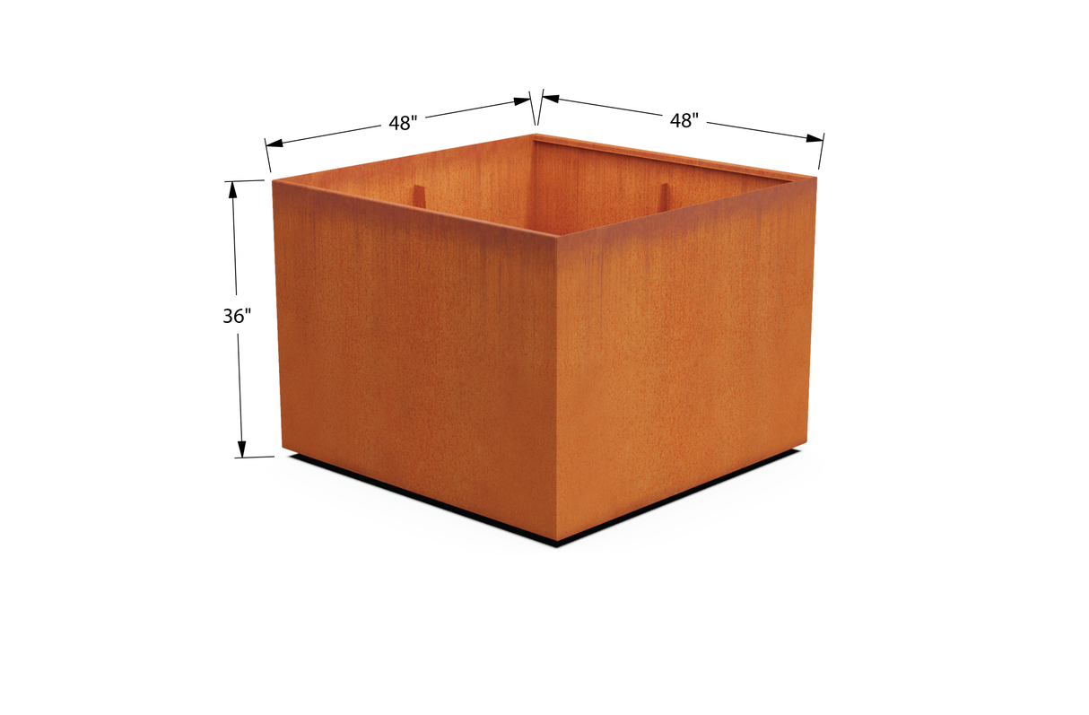 Corten Steel Square & Cube Planter – 28" to 48" H