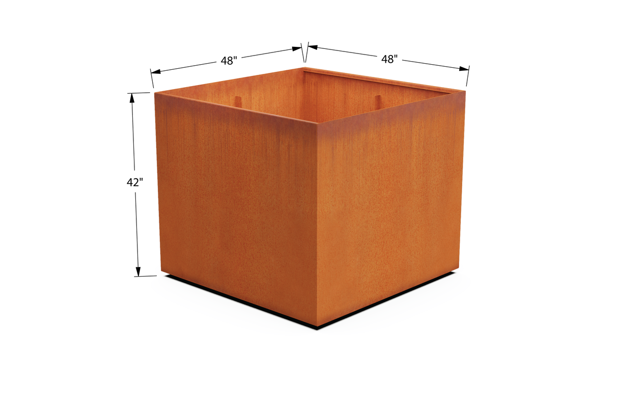 Corten Steel Square & Cube Planter – 28" to 48" H