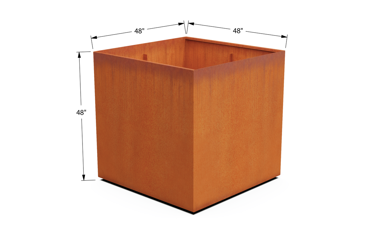 Corten Steel Square & Cube Planter – 28" to 48" H