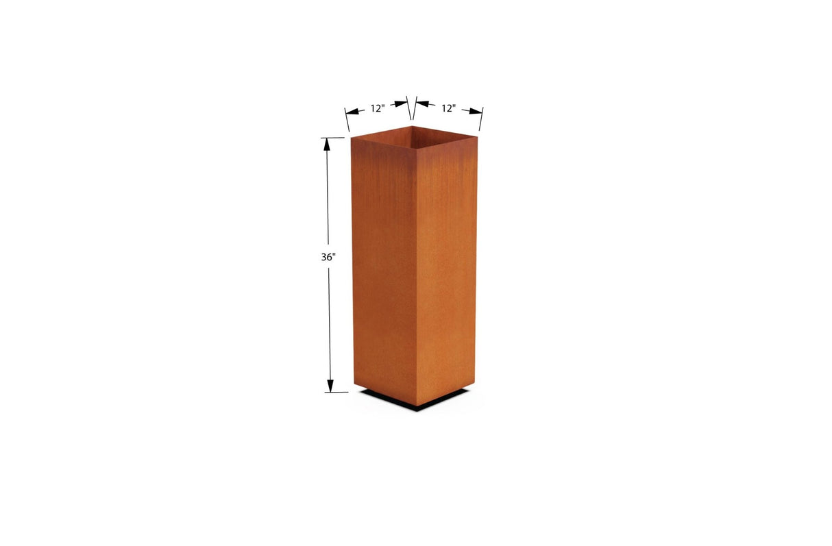 Corten Steel Tall Cube Planter - Plantercraft