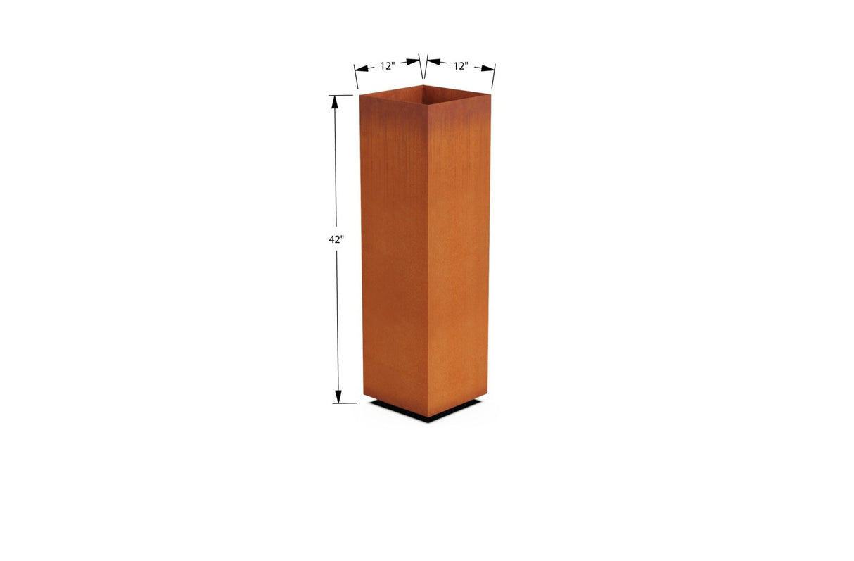 Corten Steel Tall Cube Planter - Plantercraft
