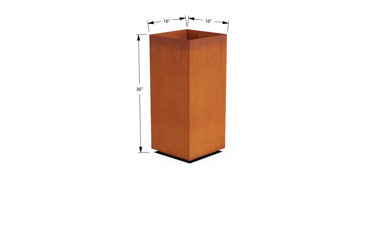 Corten Steel Tall Cube Planter - Plantercraft