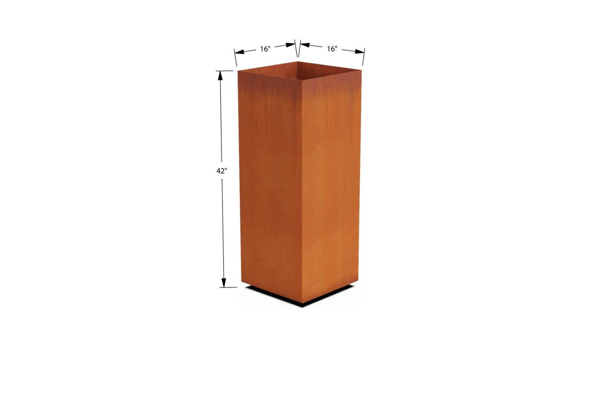 Corten Steel Tall Cube Planter - Plantercraft