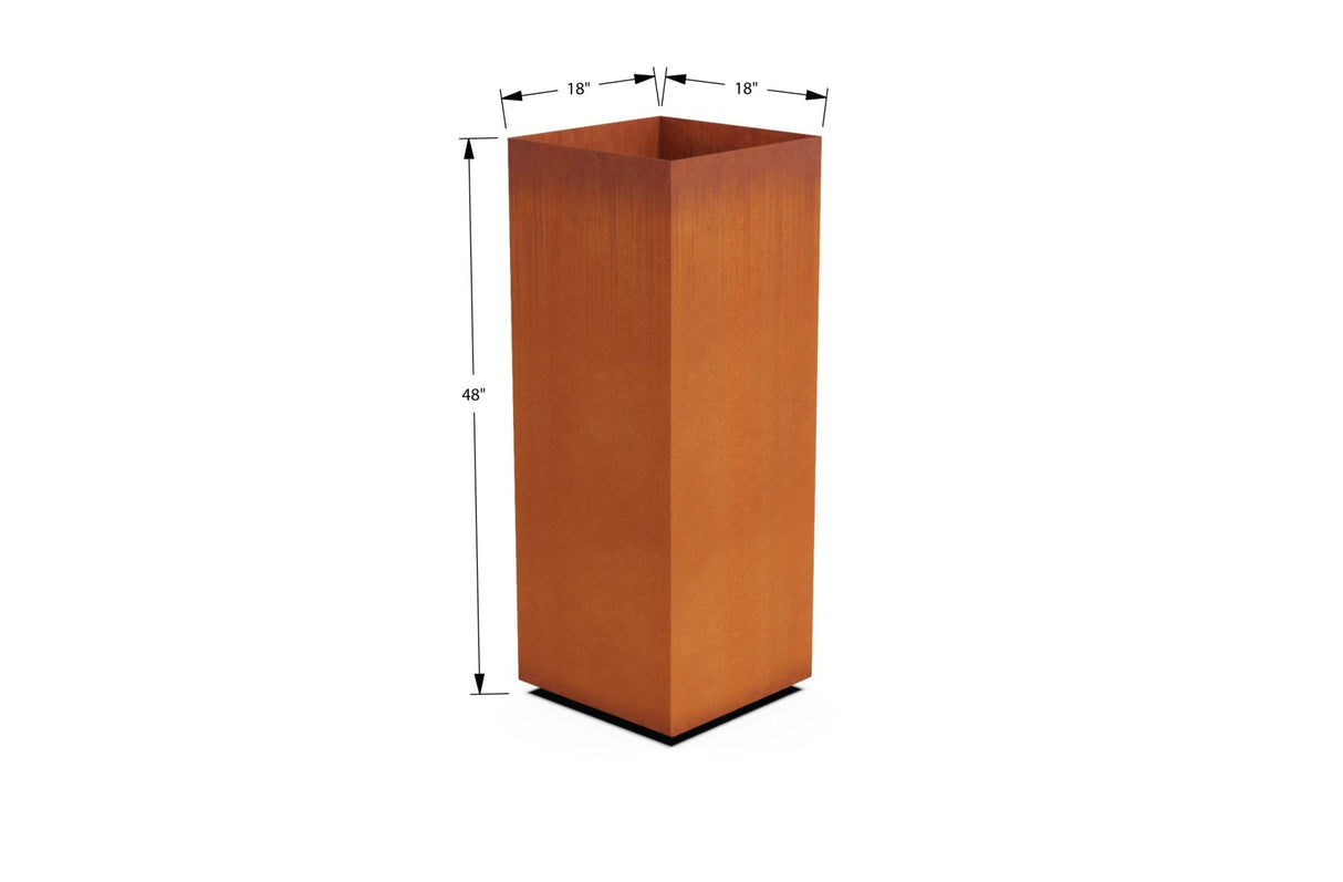 Corten Steel Tall Cube Planter - Plantercraft