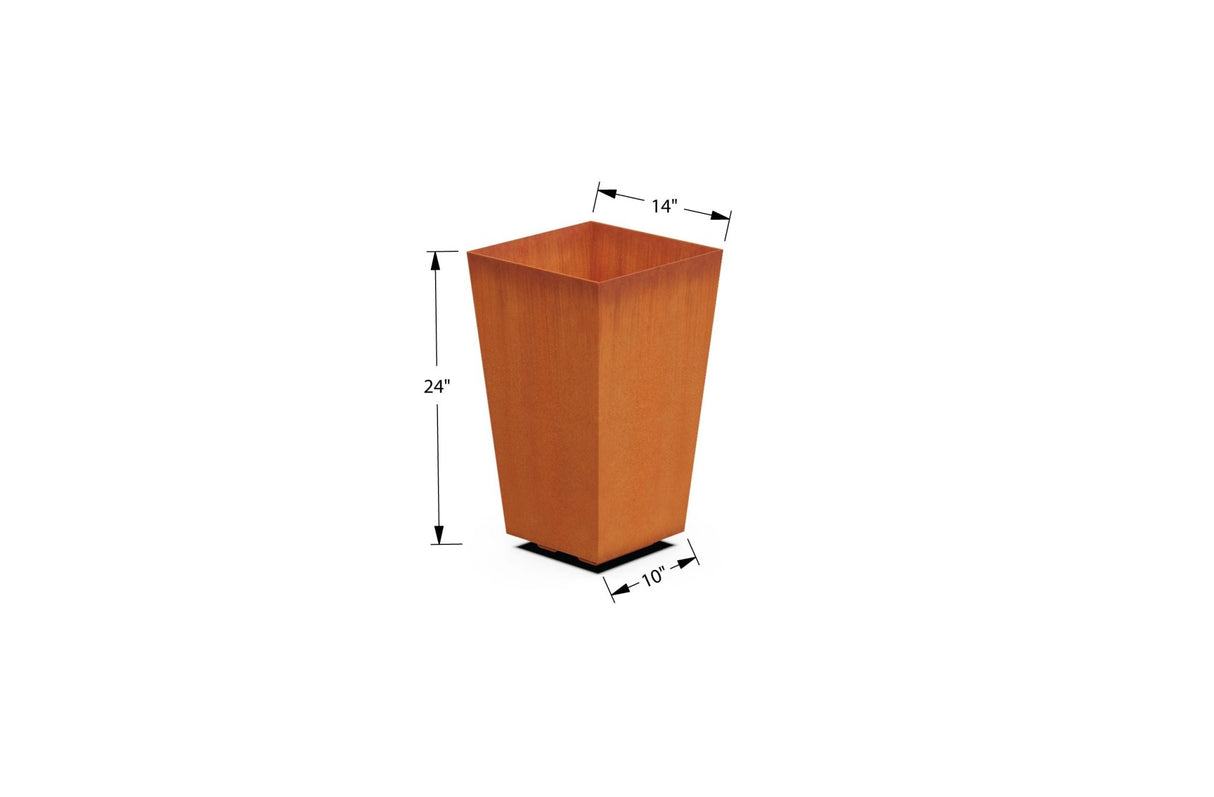 Square Tapered Corten Steel Planter - Plantercraft