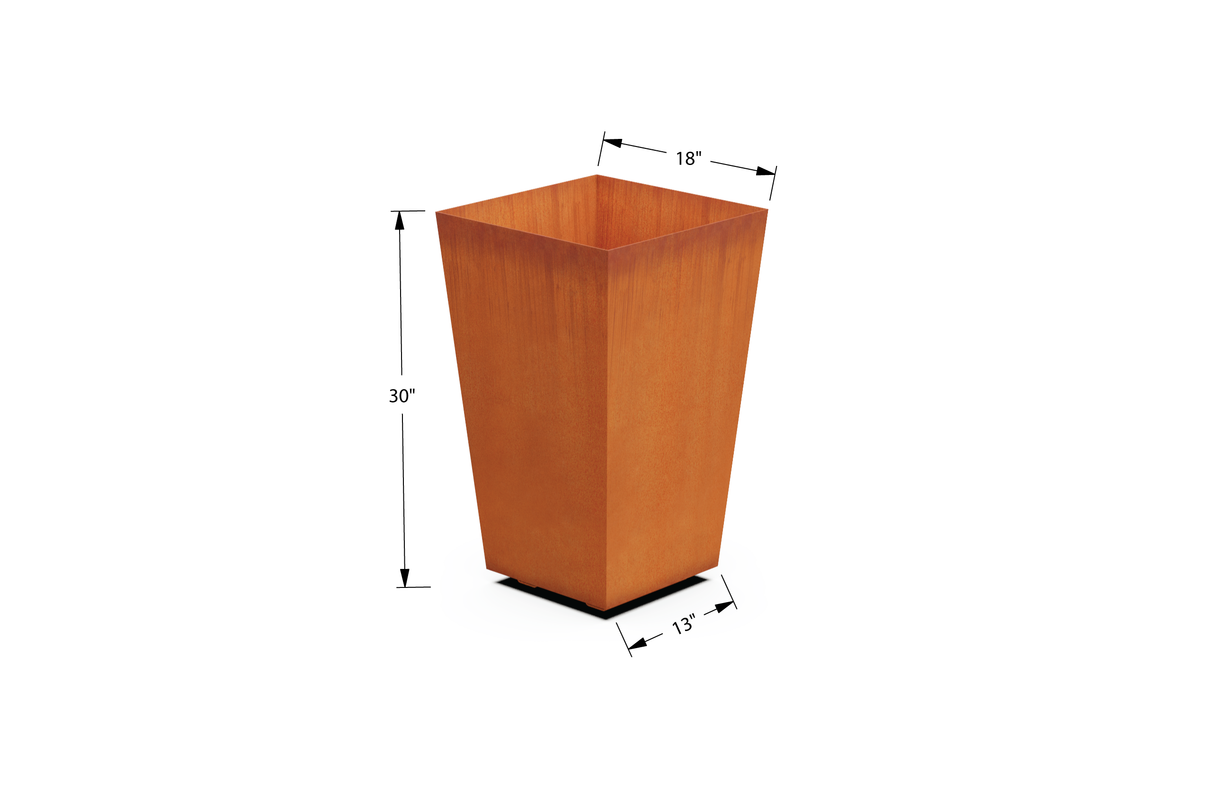Corten Steel Tapered Tall Planter – 30" to 42" H