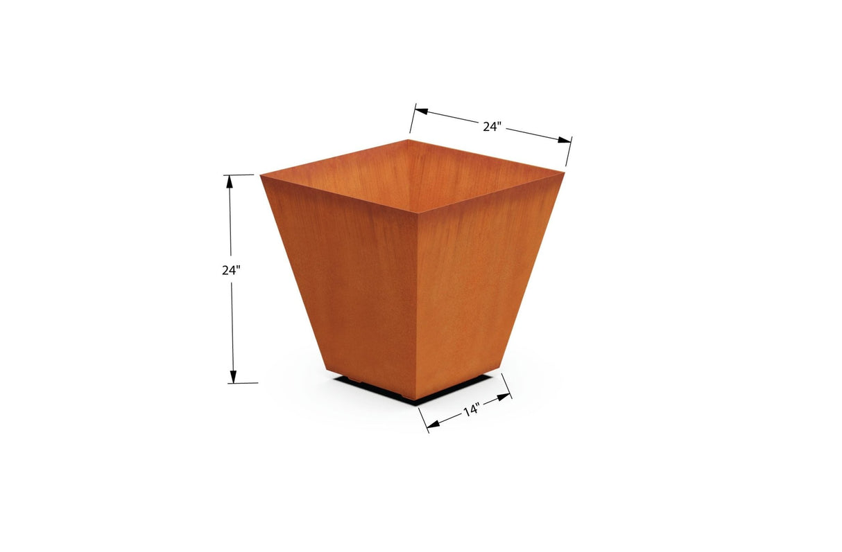 Square Tapered Corten Steel Planter - Plantercraft