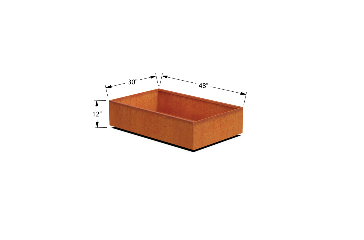 Corten Steel Wide Rectangular Planter – 30" W