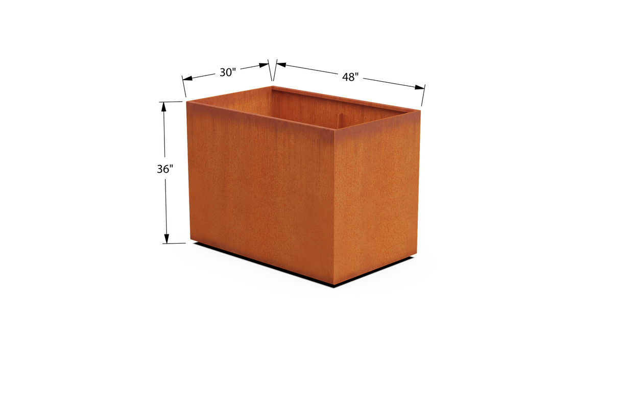 Corten Steel Wide Rectangular Planter – 30" W
