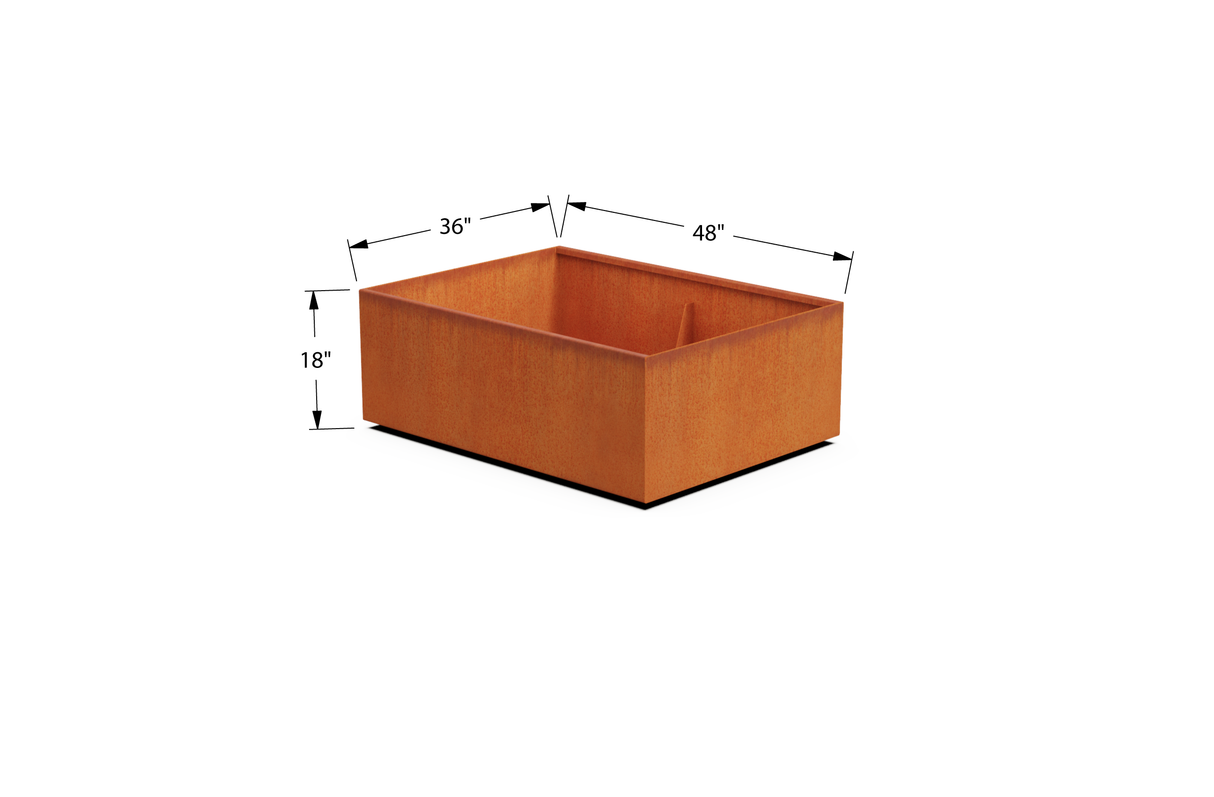 Corten Steel Wide Rectangular Planter – 36" W