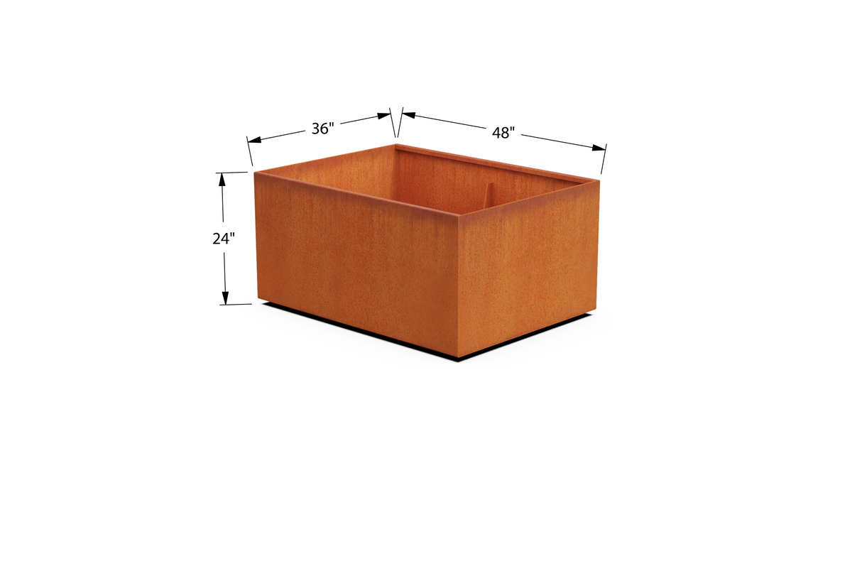 Corten Steel Wide Rectangular Planter – 36" W