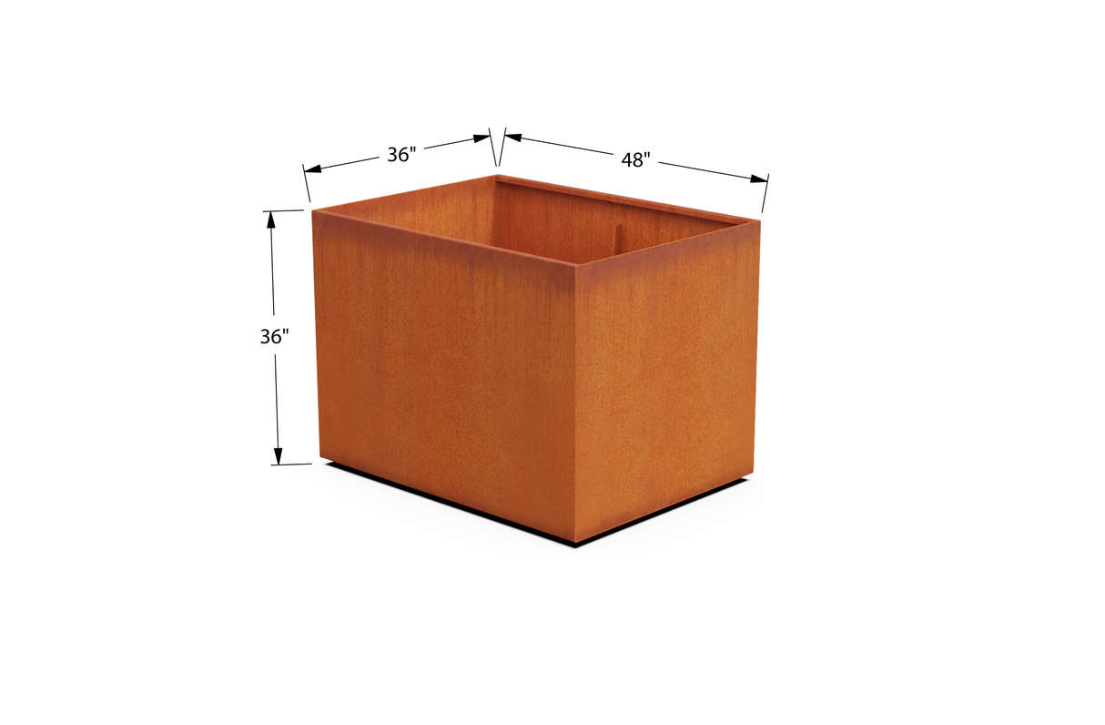Corten Steel Wide Rectangular Planter – 36" W