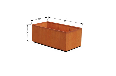 Corten Steel Rectangular 30 - inch Wide Planter - Plantercraft