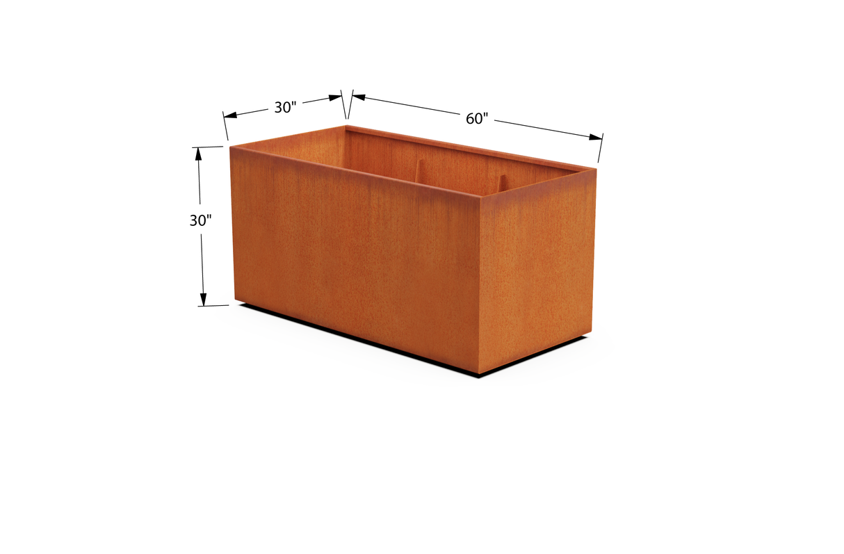 Corten Steel Wide Rectangular Planter – 30" W