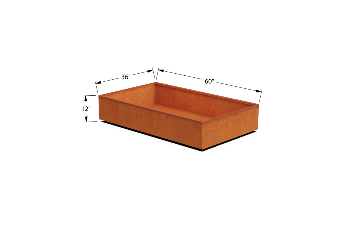 Corten Steel Wide Rectangular Planter – 36" W