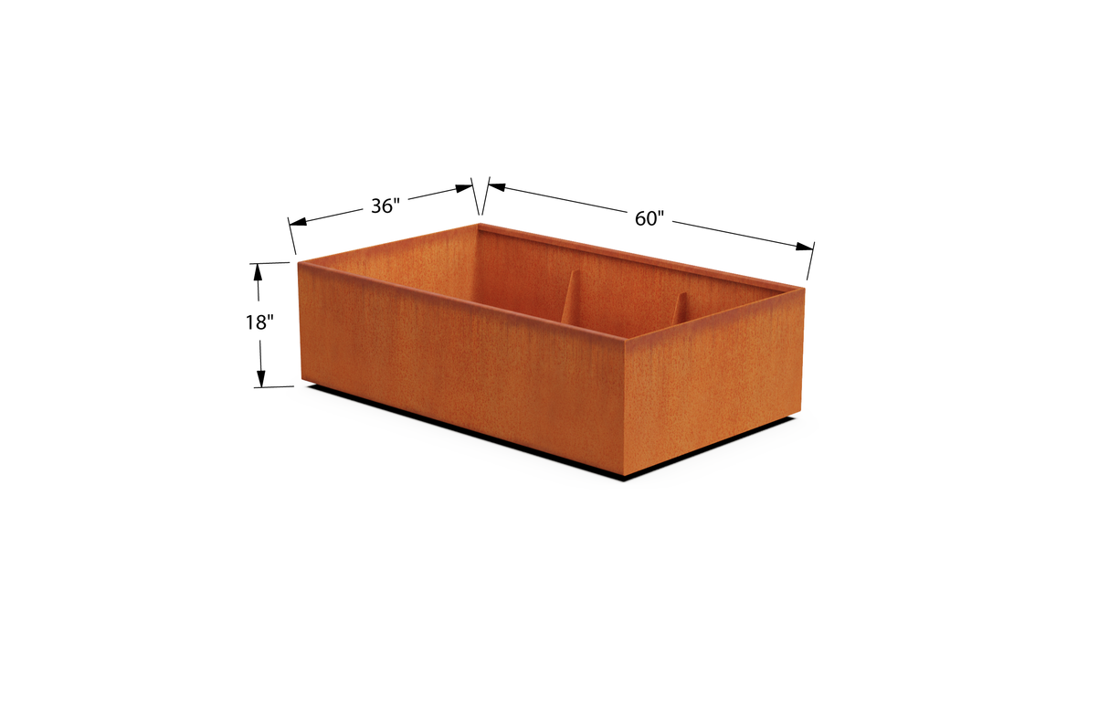 Corten Steel Wide Rectangular Planter – 36" W