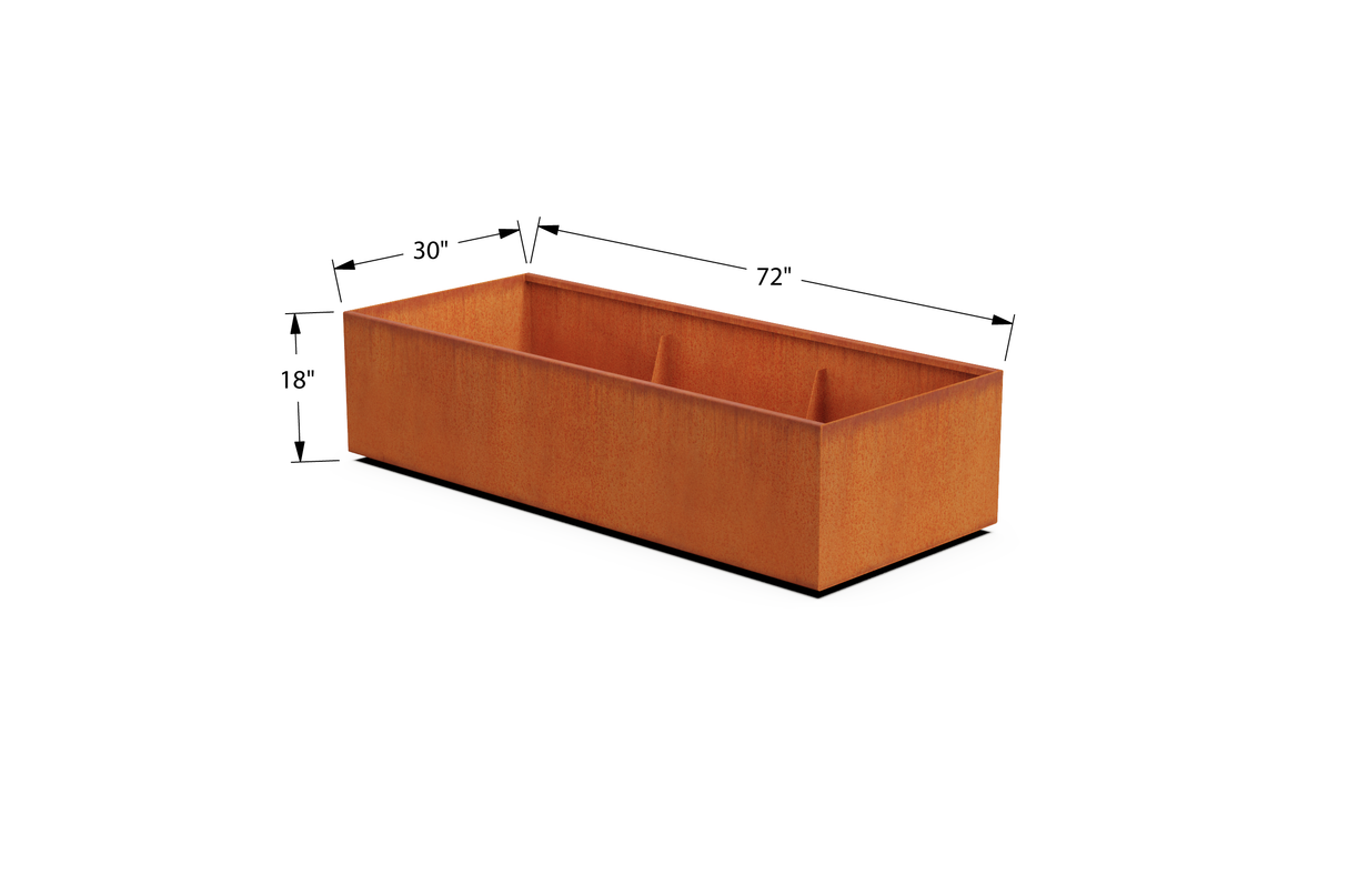 Corten Steel Wide Rectangular Planter – 30" W