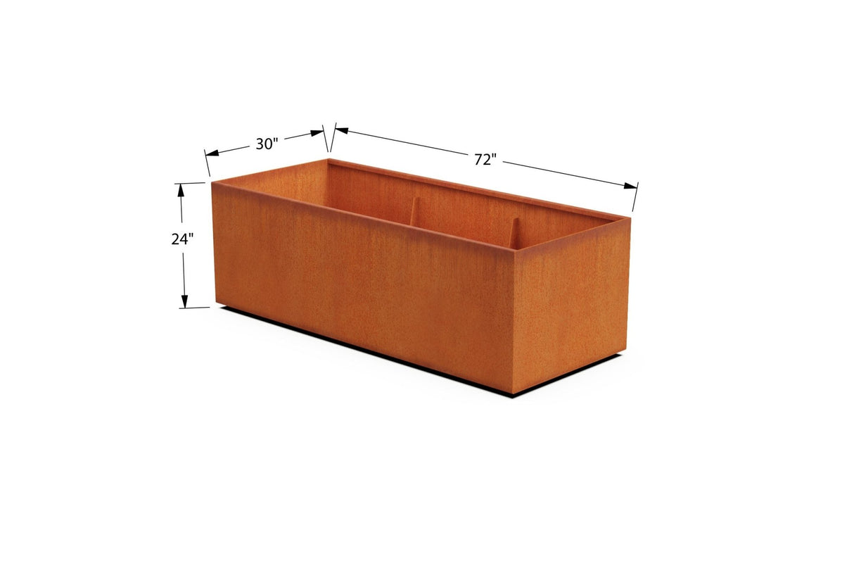 Corten Steel Rectangular 30 - inch Wide Planter - Plantercraft
