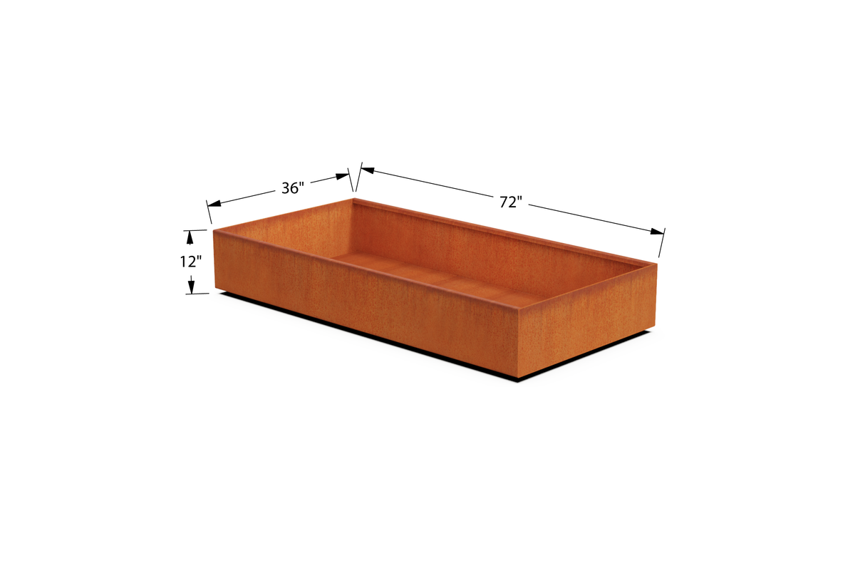 Corten Steel Wide Rectangular Planter – 36" W