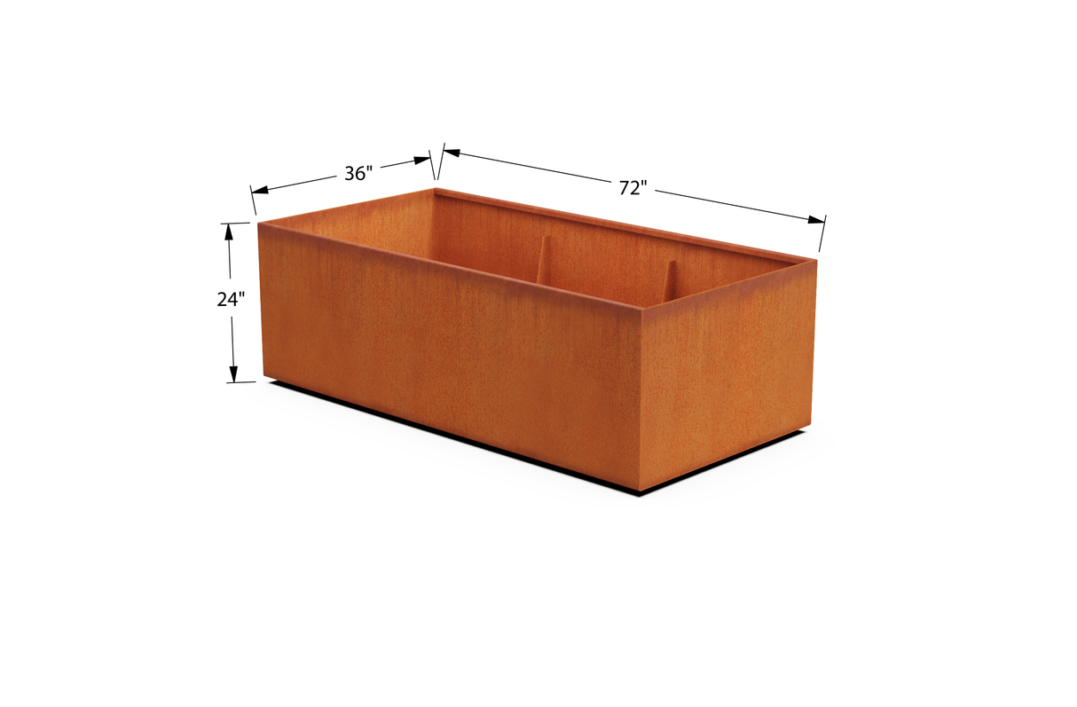Corten Steel Wide Rectangular Planter – 36" W