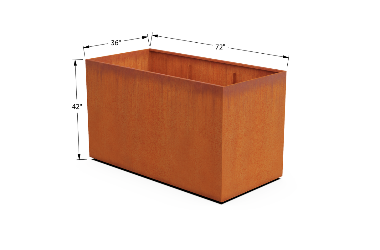 Corten Steel Wide Rectangular Planter – 36" W